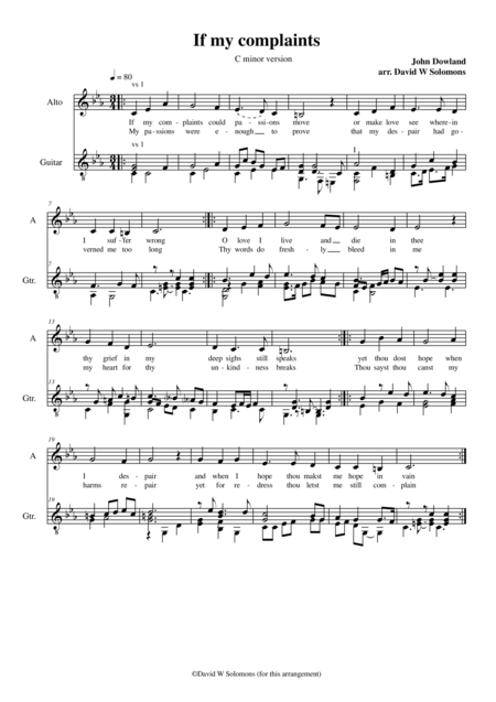 If My Complaints C Minor Version For Low Voice And Guitar Sheet Music