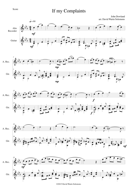 Free Sheet Music If My Complaints For Alto Recorder And Guitar