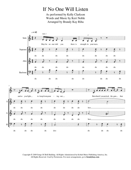 Free Sheet Music If No One Will Listen Sab A Cappella