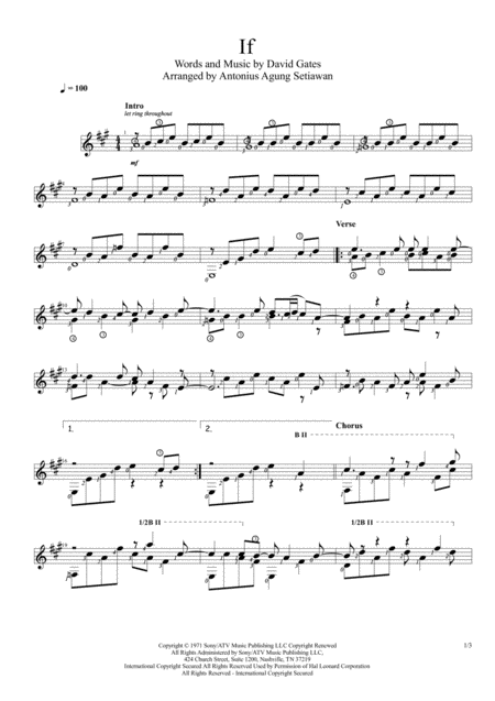 If Solo Guitar Score Sheet Music