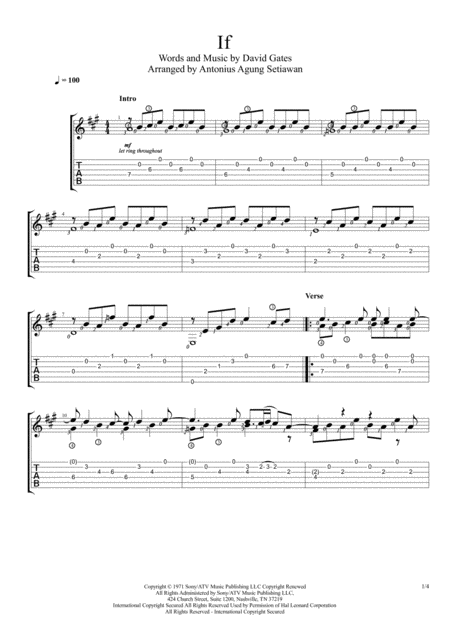 If Solo Guitar Tablature Sheet Music