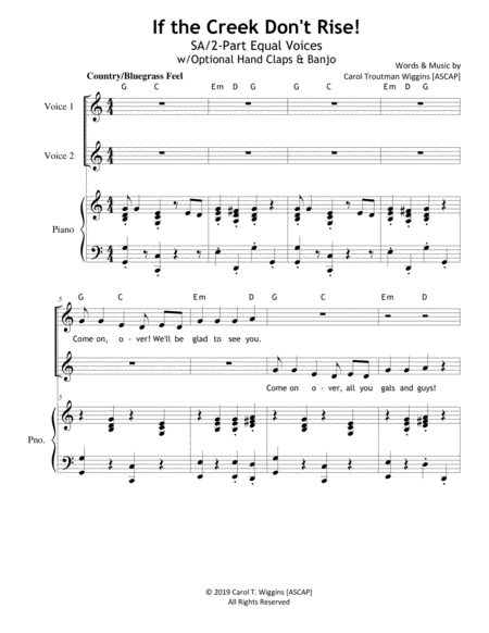 If The Creek Dont Rise 2 Part Sheet Music