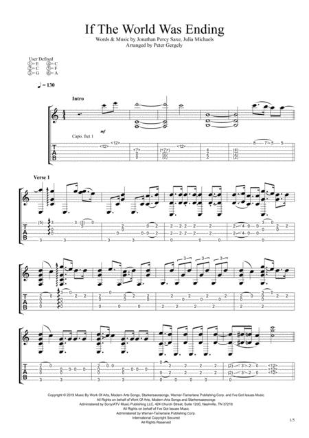 If The World Was Ending Fingerstyle Guitar Sheet Music