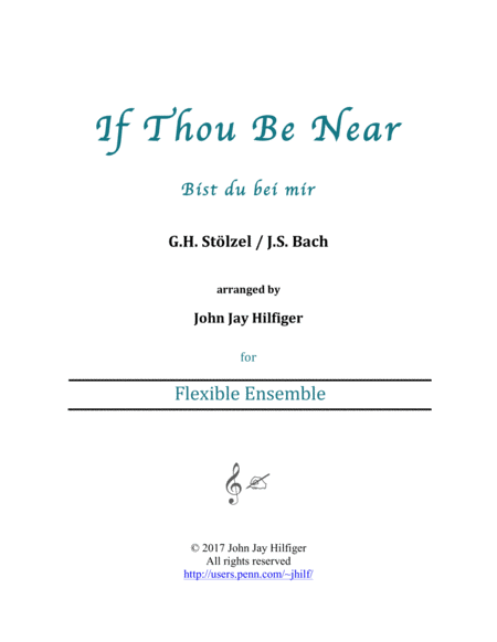 If Thou Be Near Bist Du Bei Mir Flexible Ensemble Sheet Music