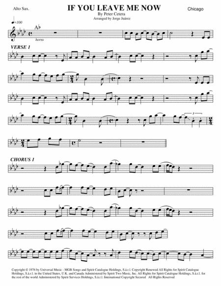 If You Leave Me Now Alto Sax Sheet Music