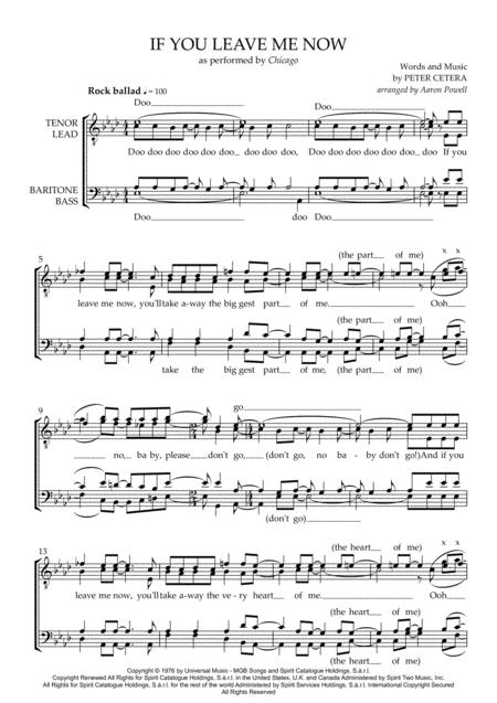 If You Leave Me Now Ttbb Sheet Music