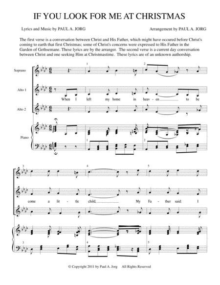 If You Look For Me At Christmas Ssa Trio Piano Sheet Music