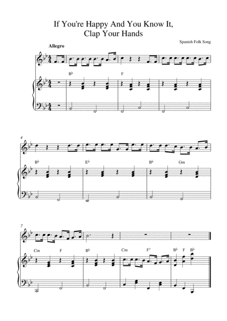 If You Re Happy And You Know It Clap Your Hands Sheet Music