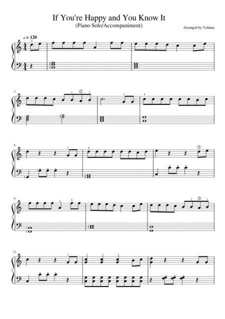Free Sheet Music If You Re Happy And You Know It Piano Solo Accompaniment Royal Grade 1 2 Each Song Repetition In Different Style