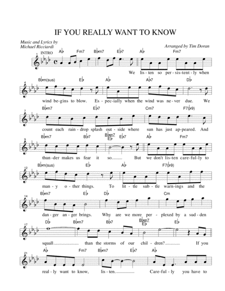 Free Sheet Music If You Really Want To Know