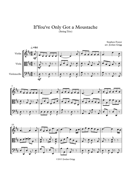 If You Ve Only Got A Moustache String Trio Sheet Music