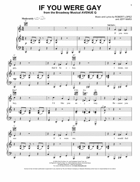 If You Were Gay From Avenue Q Sheet Music