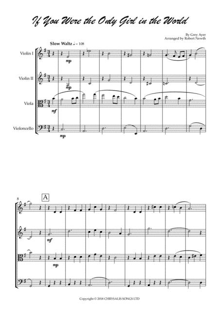 If You Were The Only Girl In The World For String Quartet Sheet Music