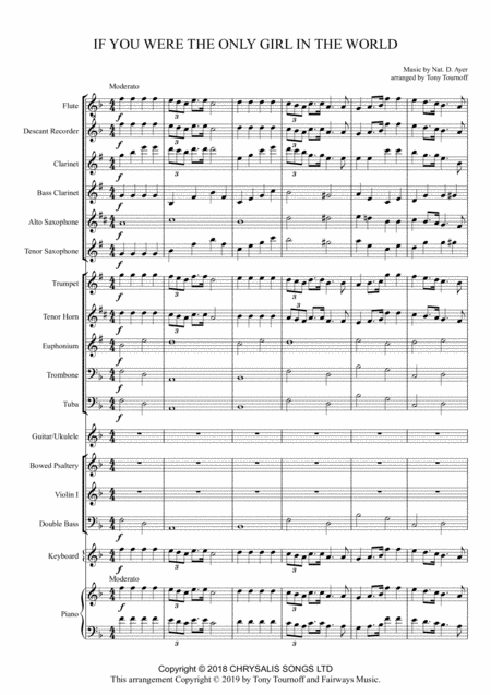 Free Sheet Music If You Were The Only Girl In The World Mixed Ensemble