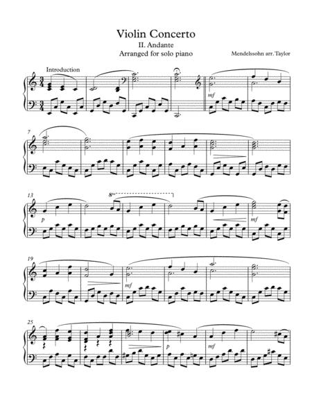 Ii Andante Mendelssohn Violin Concerto Sheet Music