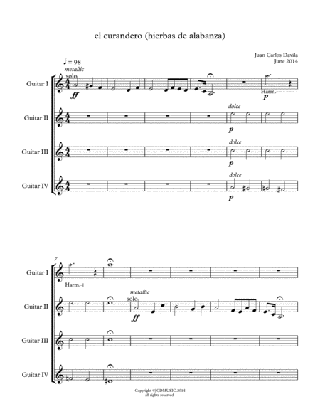 Iii El Curandero Hierbas De Alabanza Leyendas Del Valle Sheet Music