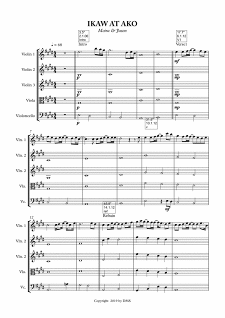 Free Sheet Music Ikaw At Ako Moira String Quartet