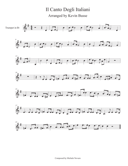 Il Canto Degli Italiani Trumpet Sheet Music