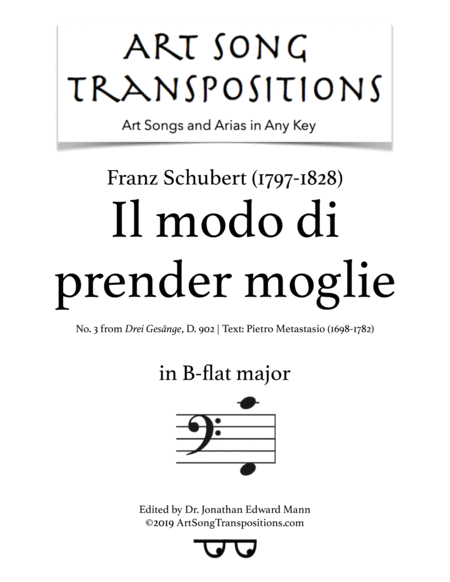 Il Modo Di Prender Moglie D 902 No 3 B Flat Major Sheet Music