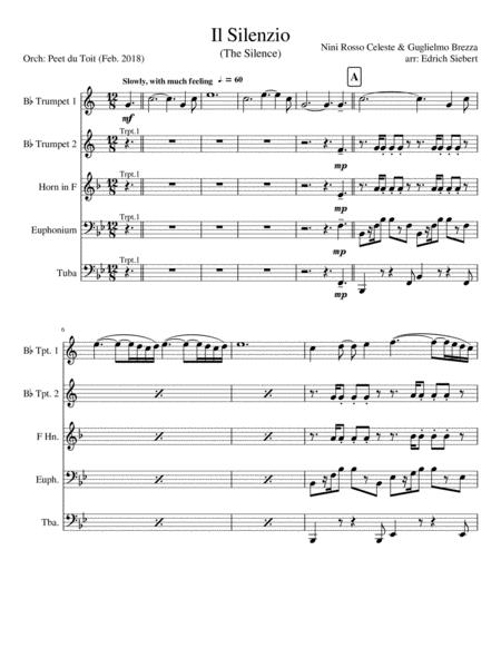 Free Sheet Music Il Silenzio The Silence Nini Rosso Brass Quintet