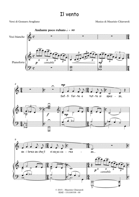 Il Vento Sheet Music