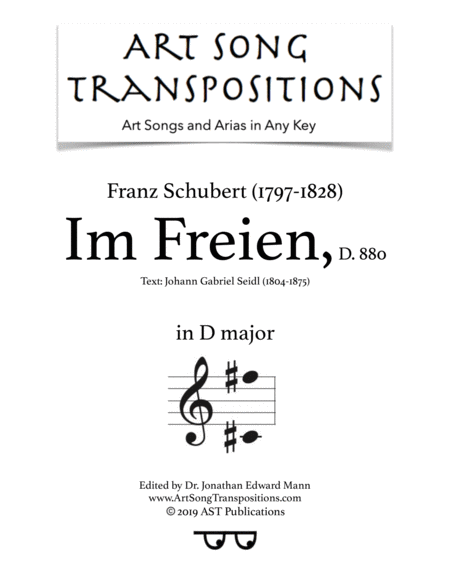 Free Sheet Music Im Freien D 880 D Major