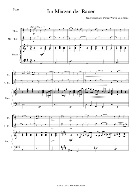 Free Sheet Music Im Mrzen Der Bauer In Springtime The Farmer For Flute Alto Flute And Piano