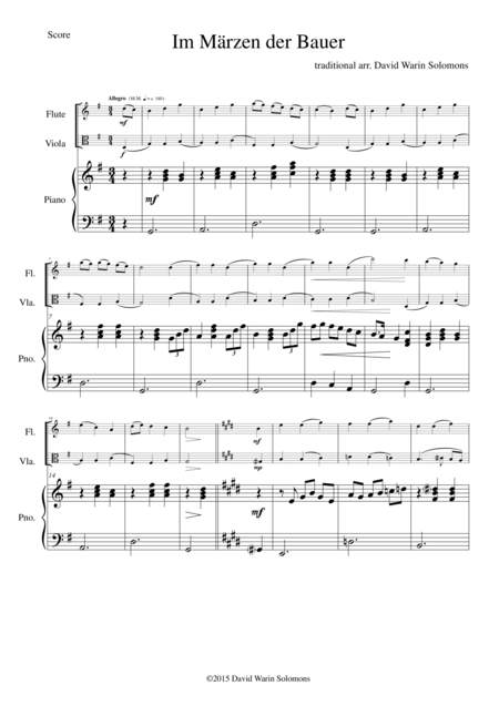Free Sheet Music Im Mrzen Der Bauer In Springtime The Farmer For Flute Viola And Piano