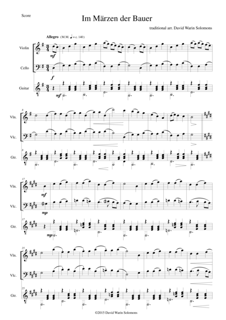 Im Mrzen Der Bauer In Springtime The Farmer For Violin Cello And Guitar Sheet Music