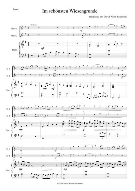 Im Schnsten Wiesengrunde For 2 Flutes And Piano Sheet Music