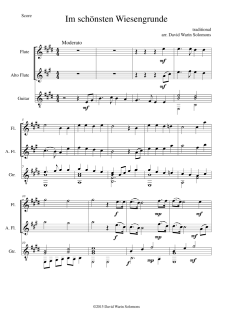 Im Schnsten Wiesengrunde For Flute Alto Flute And Guitar Sheet Music