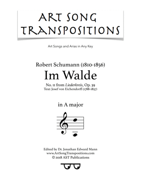 Im Walde Op 39 No 11 A Major Sheet Music