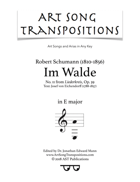 Im Walde Op 39 No 11 E Major Sheet Music