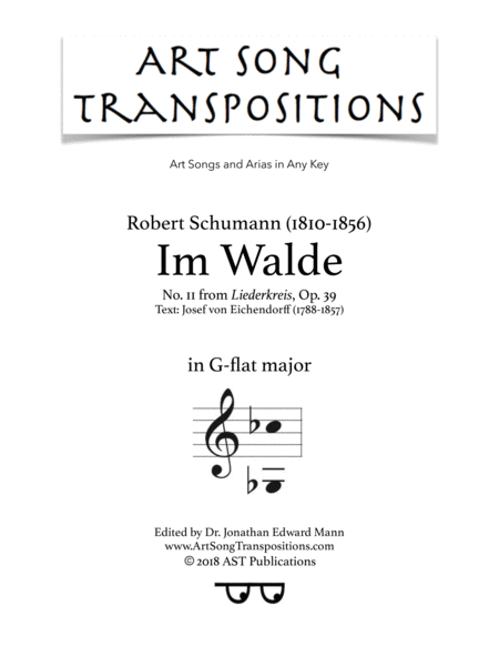 Im Walde Op 39 No 11 G Flat Major Sheet Music