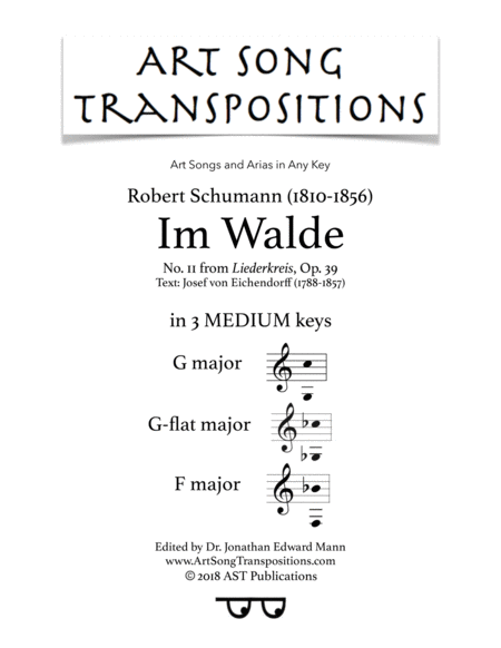 Im Walde Op 39 No 11 In 3 Medium Keys G G Flat F Major Sheet Music