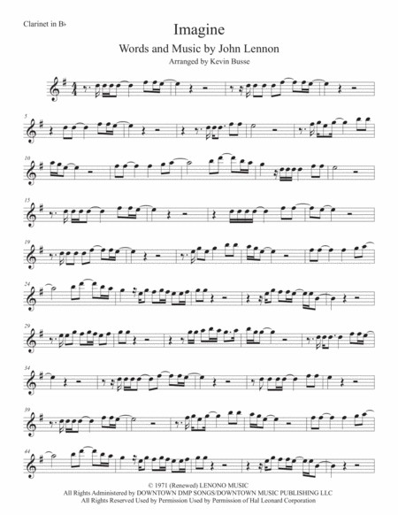 Imagine Clarinet Sheet Music