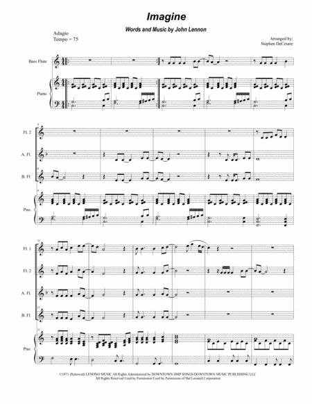 Free Sheet Music Imagine For Flute Choir