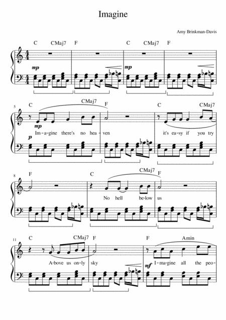 Free Sheet Music Imagine For Piano Beginners With Lyrics And Chords