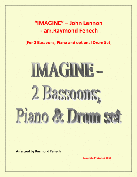 Imagine John Lennon 2 Bassoons And Piano With Optional Drum Set Sheet Music