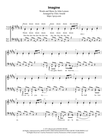 Imagine Ssaa Sheet Music