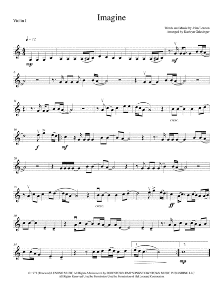 Imagine String Quartet Sheet Music