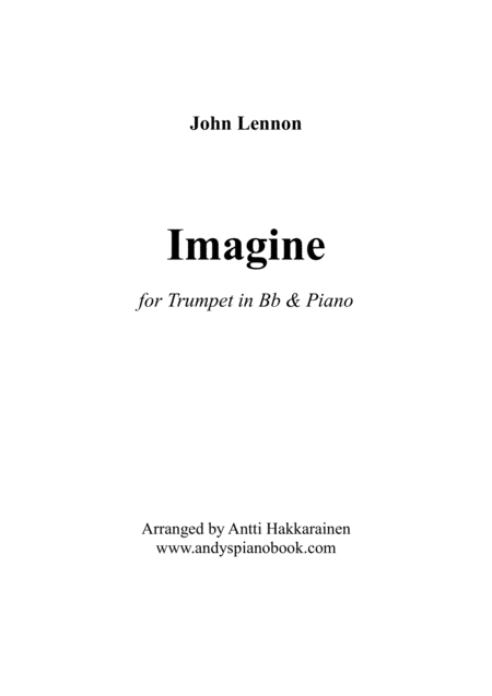 Imagine Trumpet Piano Sheet Music