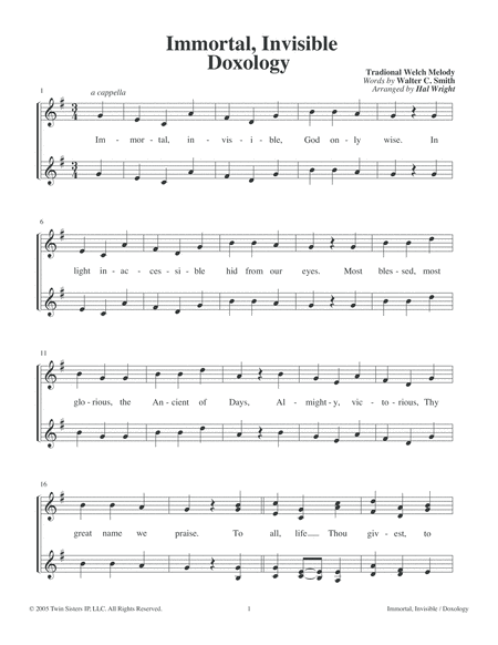 Free Sheet Music Immortal Invisible Doxology