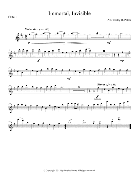 Free Sheet Music Immortal Invisible Flute Sextet