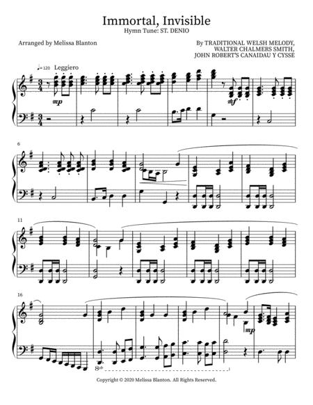 Free Sheet Music Immortal Invisible God Only Wise Piano Solo Hymn Arrangement