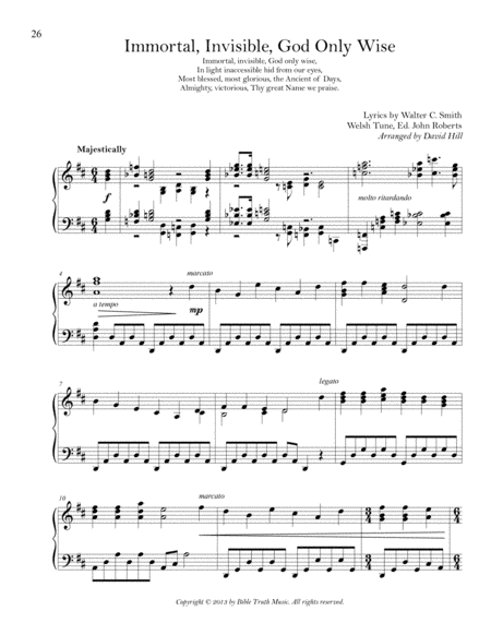 Free Sheet Music Immortal Invisible God Only Wise