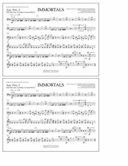 Immortals From Big Hero 6 Arr Tom Wallace Aux Perc 2 Sheet Music