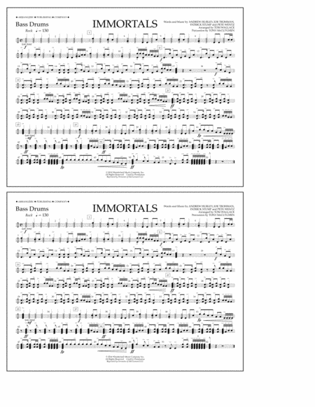 Immortals From Big Hero 6 Arr Tom Wallace Bass Drums Sheet Music