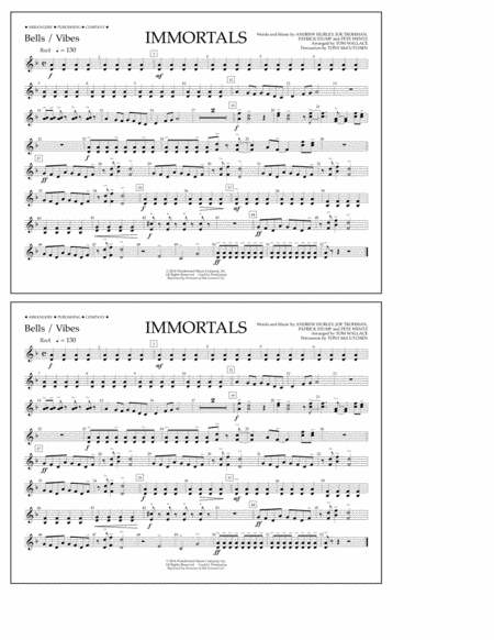 Immortals From Big Hero 6 Arr Tom Wallace Bells Vibes Sheet Music