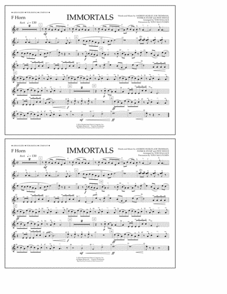 Immortals From Big Hero 6 Arr Tom Wallace F Horn Sheet Music